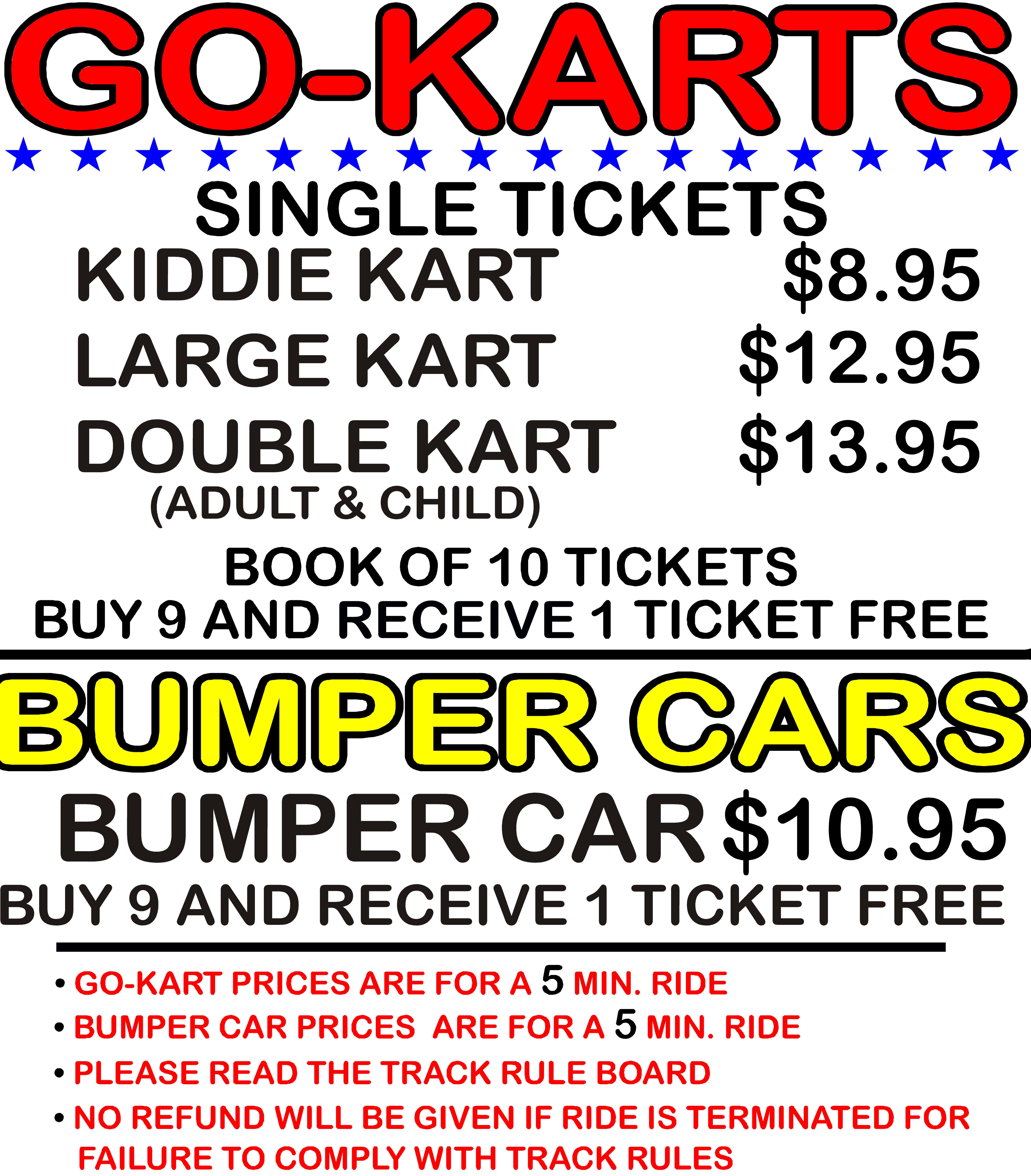 Prices for lakeside go-karts