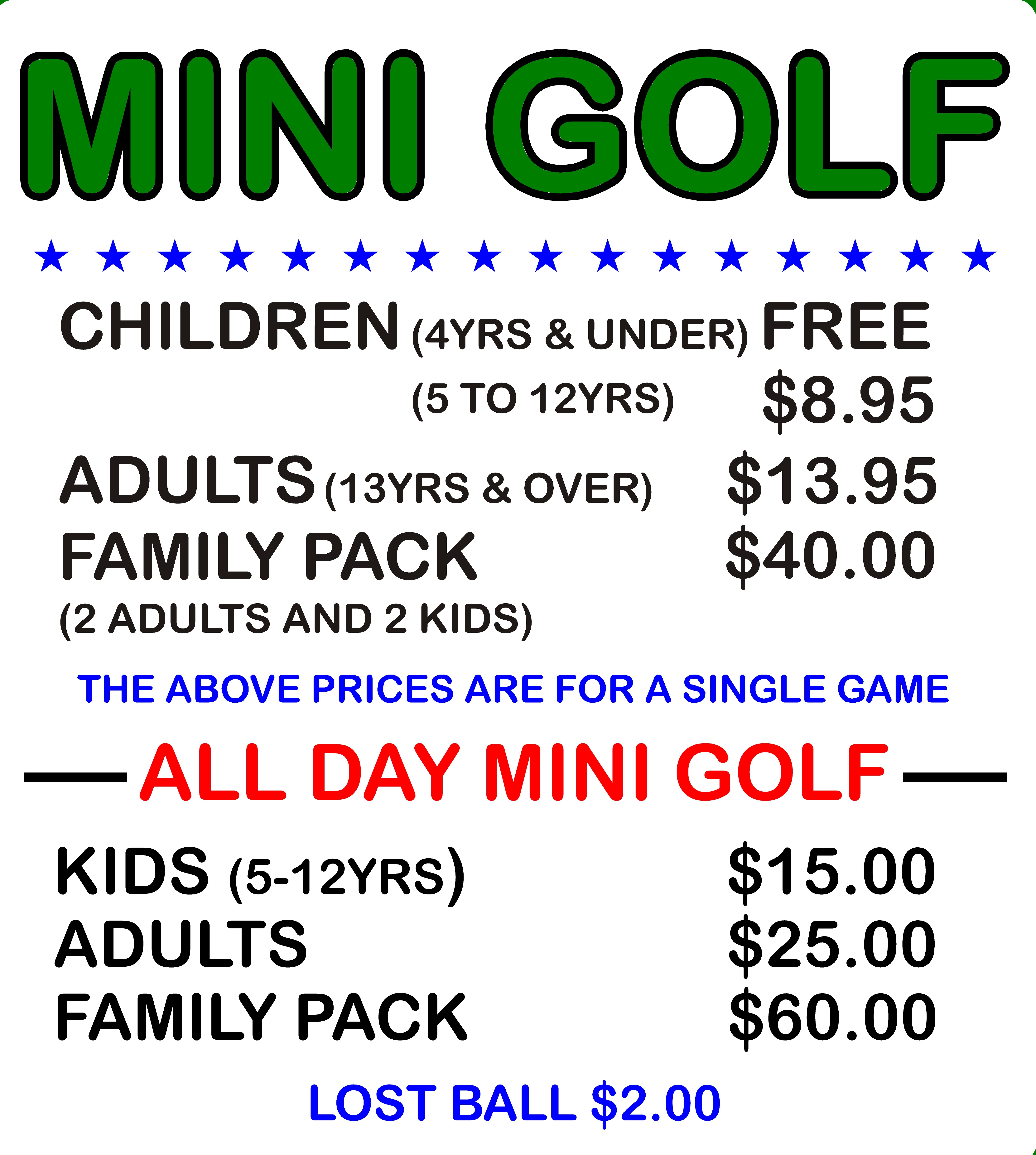 Prices for lakeside go-karts