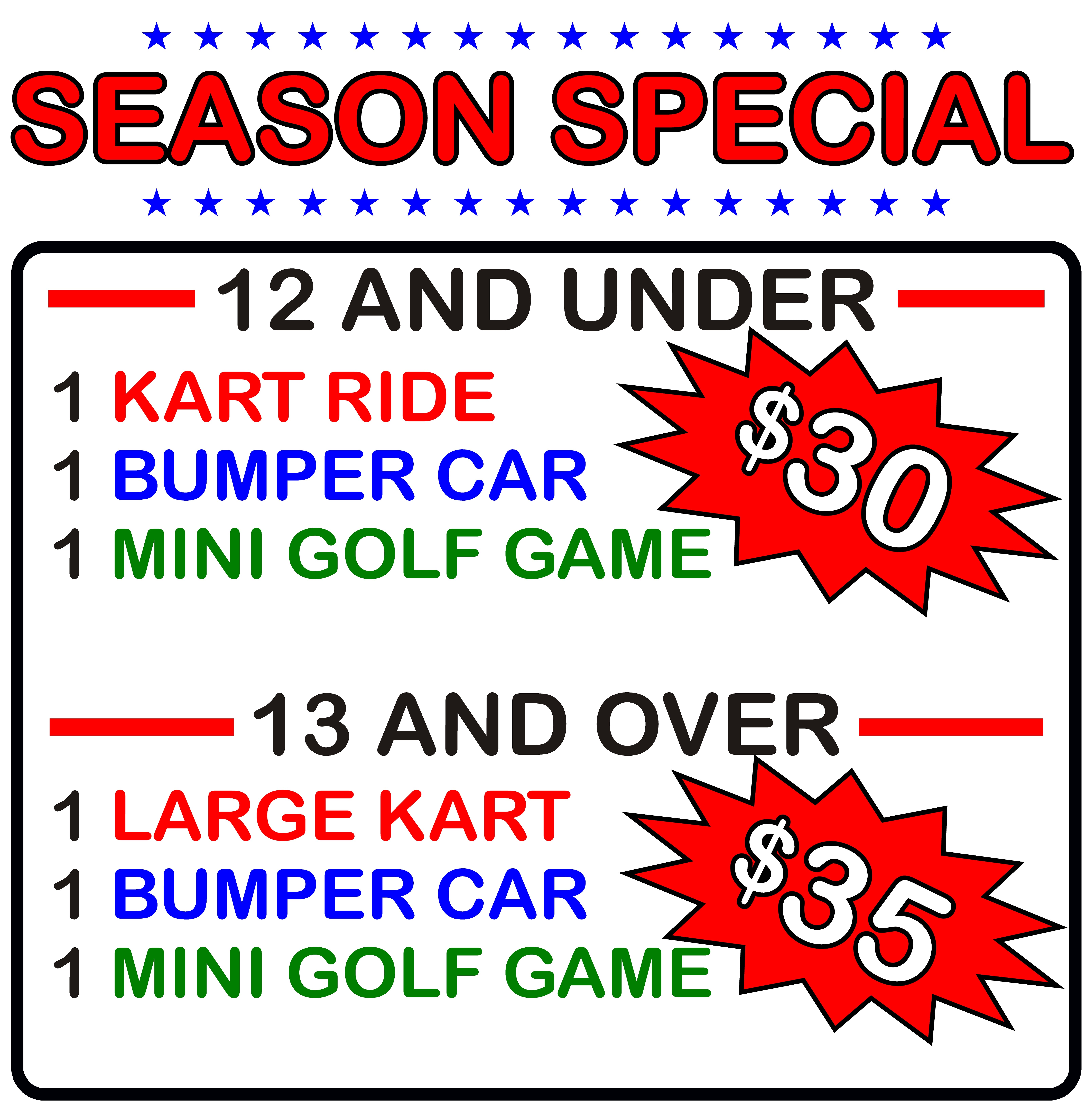 Prices for lakeside go-karts